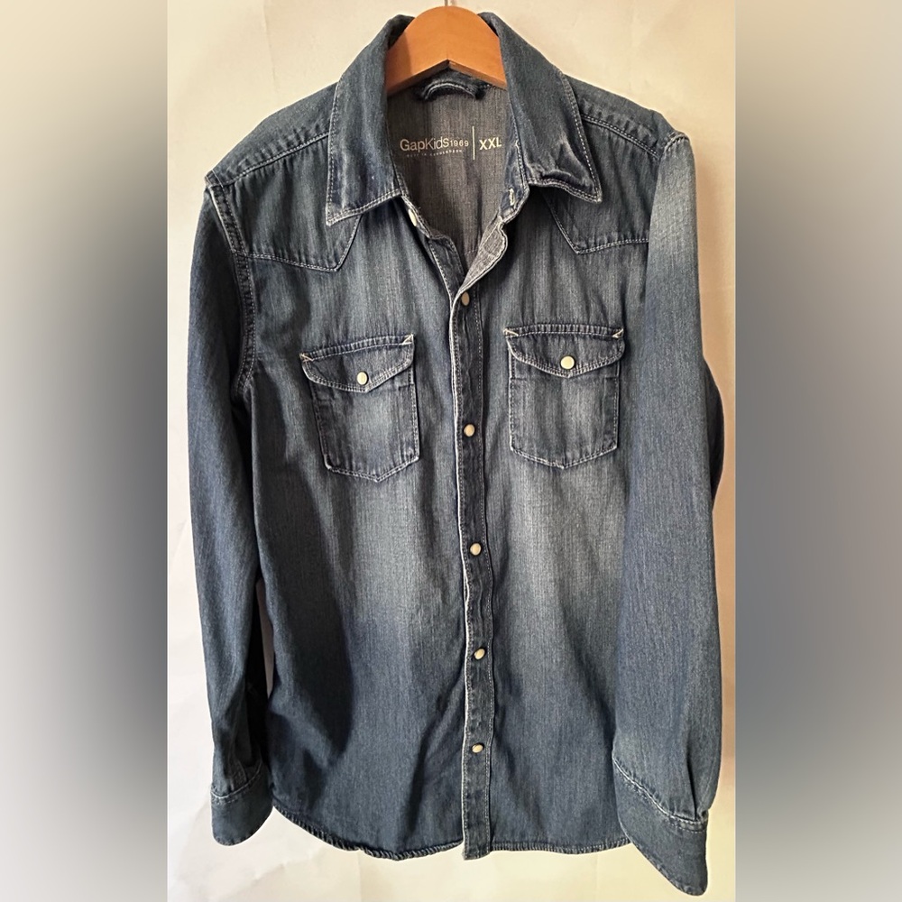 GAP denim shirt with pearl snaps-youth XXL